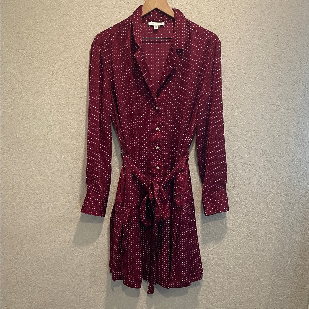 Free Assembly Women's Pleated Mini Shirtdress with Long Sleeves XL - Picture 2 of 9